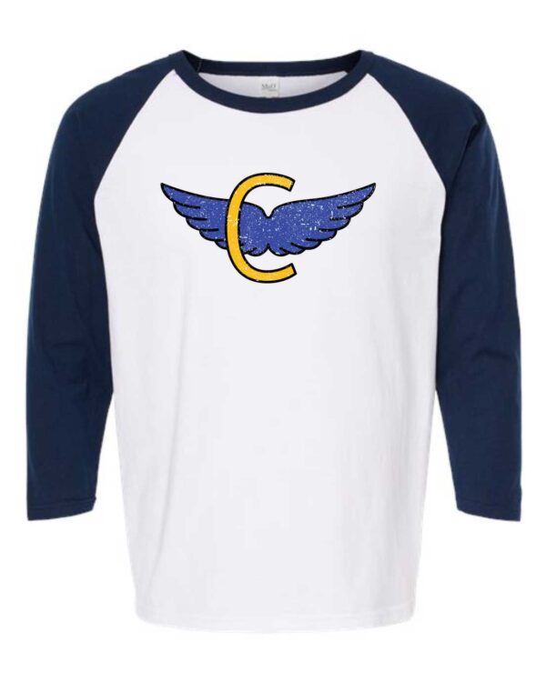 #C3- Navy/white Cotton Baseball T-Shirt (Logo #4- Printed)